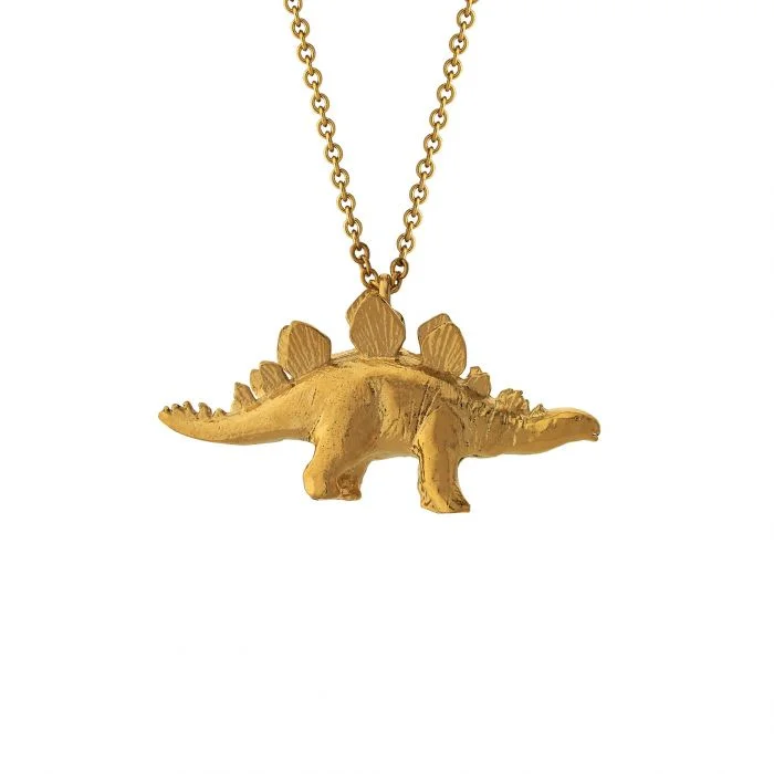 statement silver feather earrings 22K Gold Vermeil Dinosaur Necklace - "Stegosaurus"