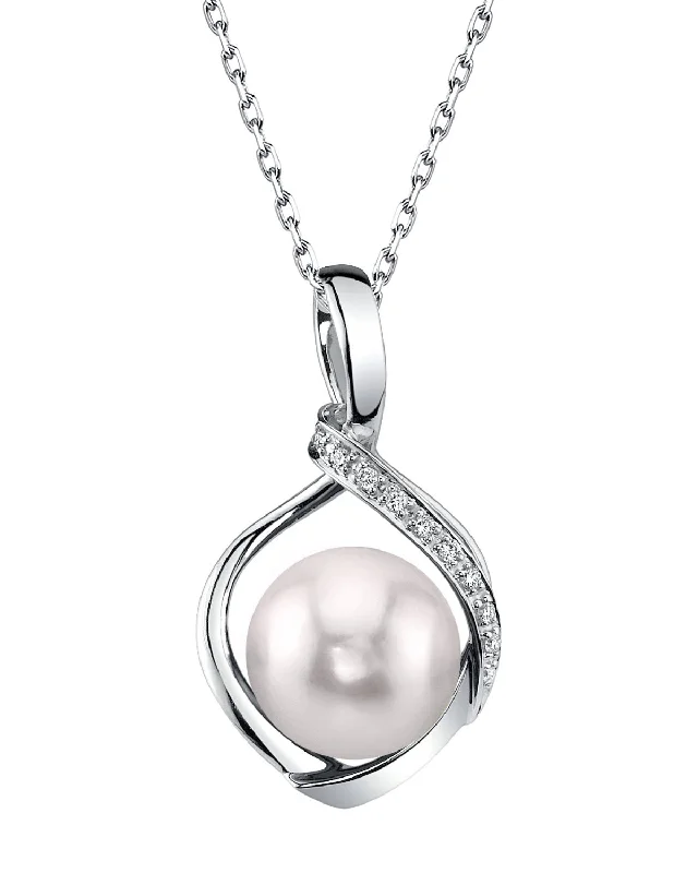 pearl and silver bracelet Akoya Pearl & Diamond Alexis Pendant- Choose Your Pearl Color