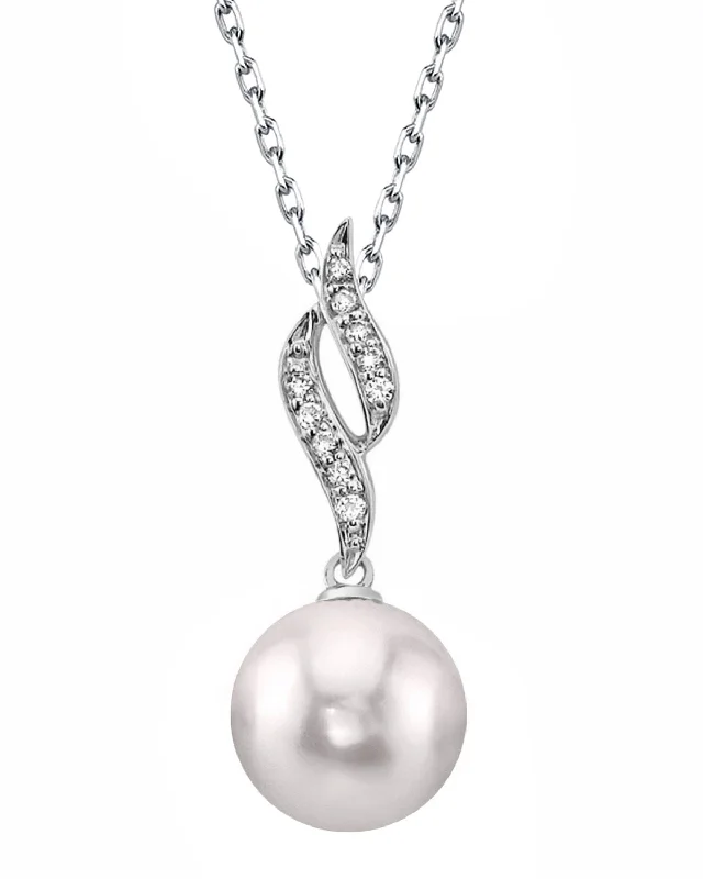 diamond halo stud earrings Akoya Pearl & Diamond Flame Pendant