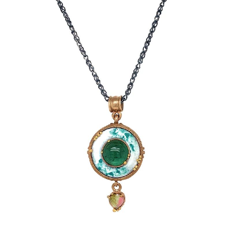 pearl stud earrings classic Bronze & Enamel Tourmaline Necklace - "Vetus"