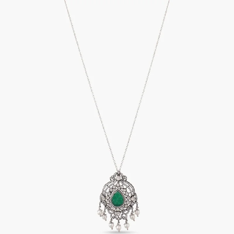 handcrafted turquoise necklace Classic Floral Moissanite Silver Pendant