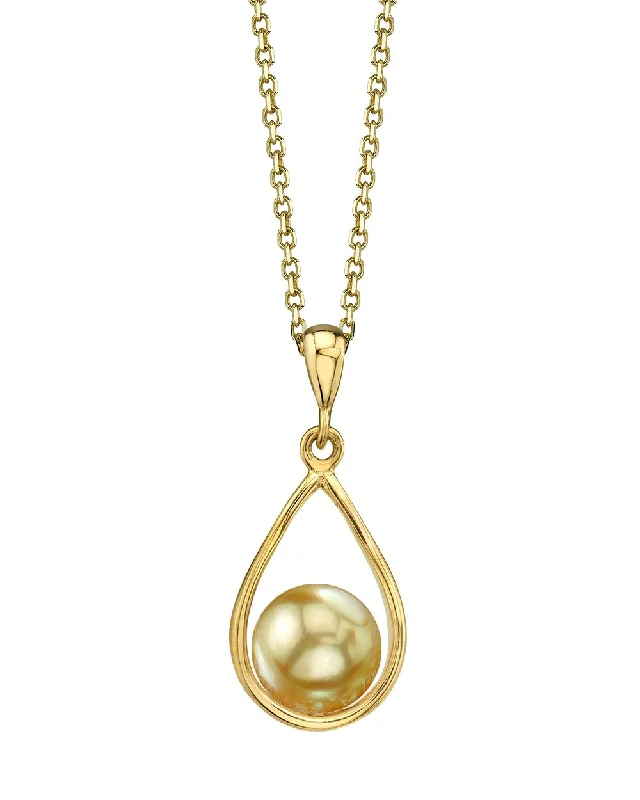 unique tribal silver ring Golden South Sea Pearl Darling Pendant