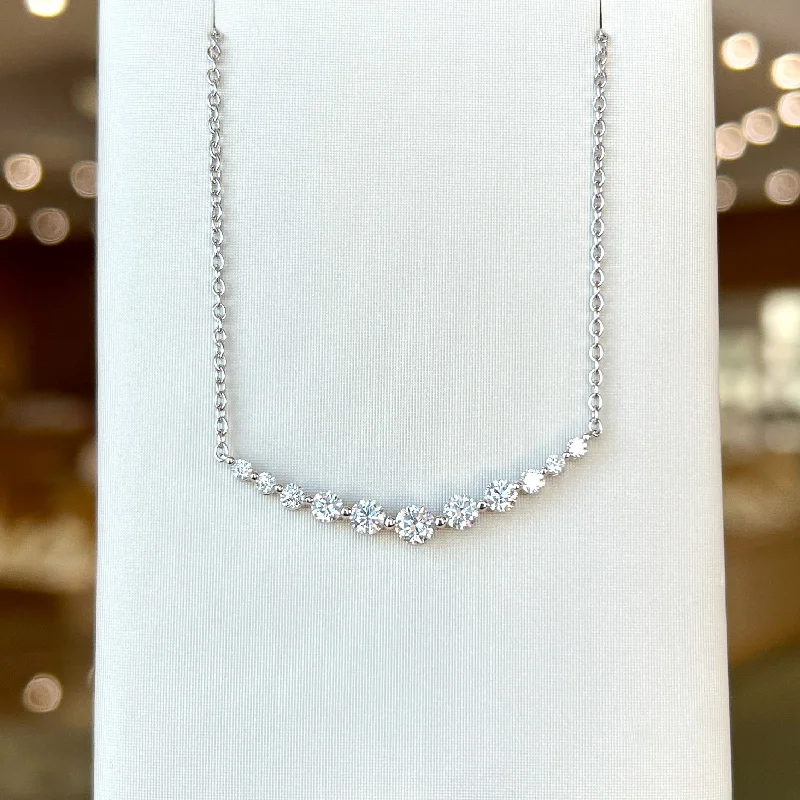modern hexagon stud earrings Graduated Diamond Crescent Necklace