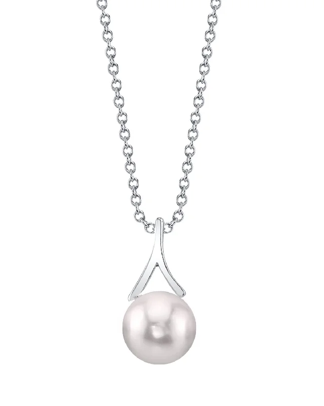 minimalist gold bracelet thin Japanese Akoya Pearl Wren Pendant