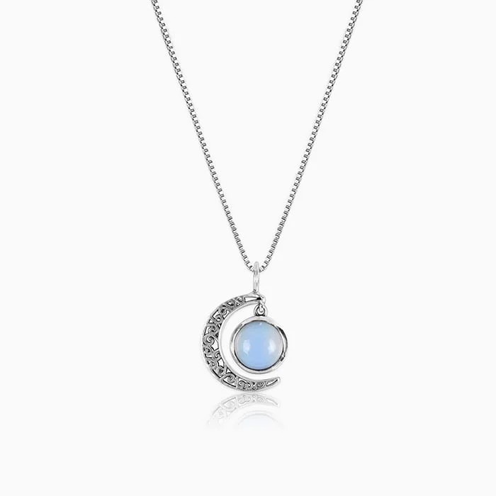 sterling silver herringbone chain Oxidised Silver Moonstone Crescent Pendant with Box Chain sterling silver herringbone chain Oxidised Silver Moonstone Crescent Pendant with Box Chain
