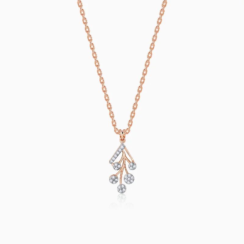 men’s leather and silver bracelet Rose Gold Leafy Cluster Diamond Pendant