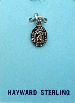 silver-plated bar necklace Saint Christopher Sterling Silver Charm Hayward Vintage