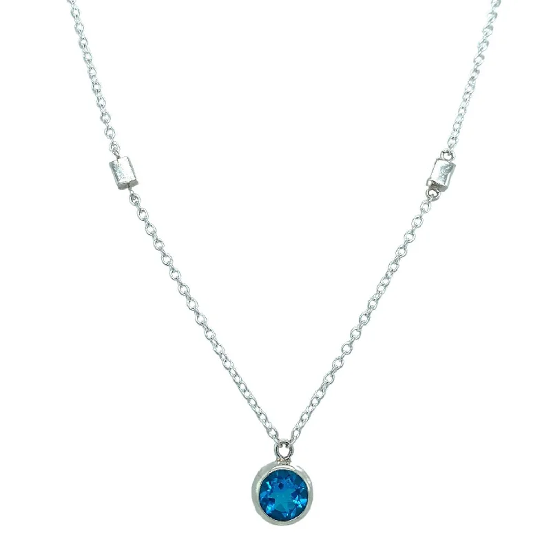 delicate heart stud earrings Sterling Silver and Blue Topaz Necklace