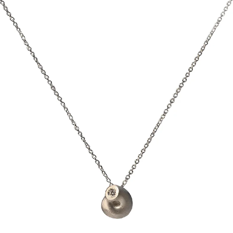 minimalist clover charm bracelet Sterling Silver and Diamond Shell Necklace - "Shell" minimalist clover charm bracelet Sterling Silver and Diamond Shell Necklace - "Shell"