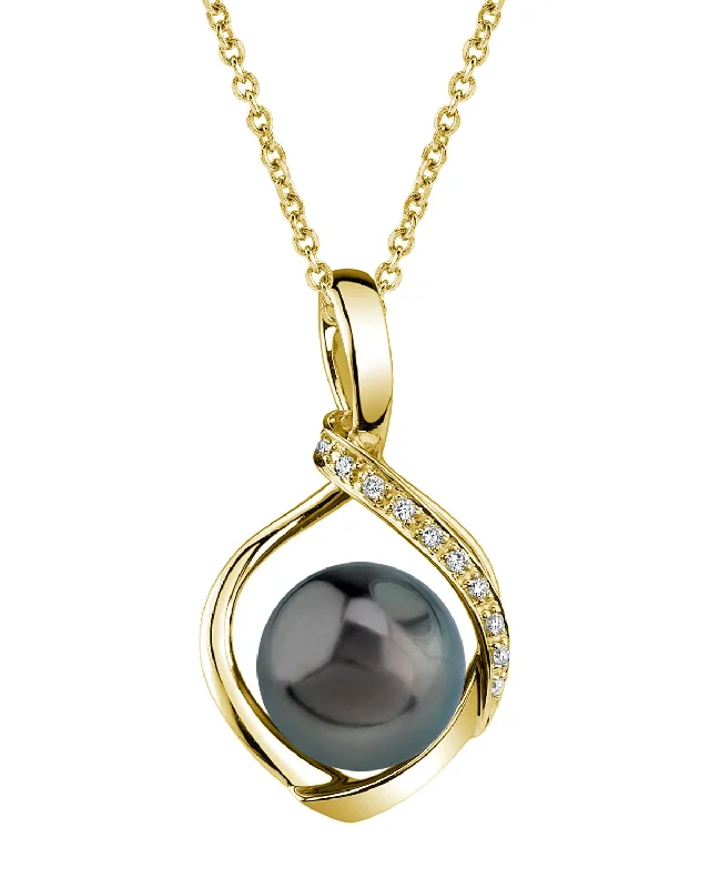 rose gold anklet chain Black Tahitian Pearl & Diamond Alexis Pendant