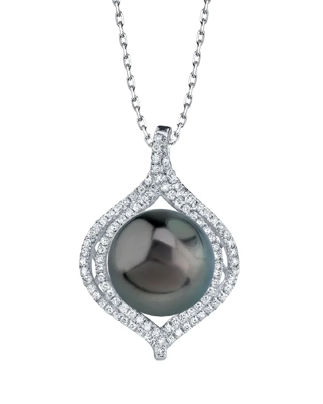 vintage-style filigree bracelet Tahitian South Sea Pearl & Diamond Clara Pendant