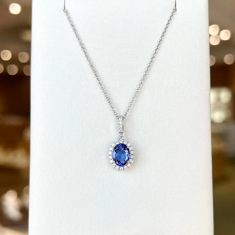 bold gothic vampire ring Tanzanite Pendant with Diamond Halo
