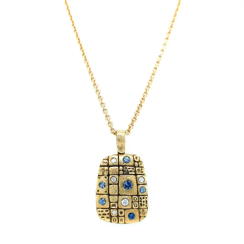 real tiger’s eye bead bracelet Yogo Sapphire & Diamond Necklace - "Old Pathway"