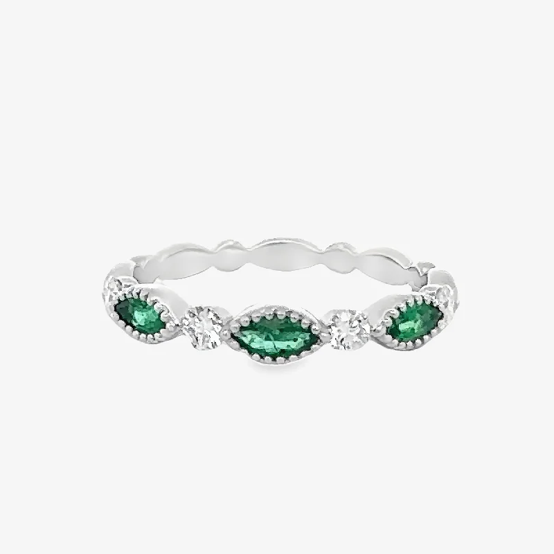 waterproof beach anklet stainless steel 1/2 Way Emerald & Diamond Ring