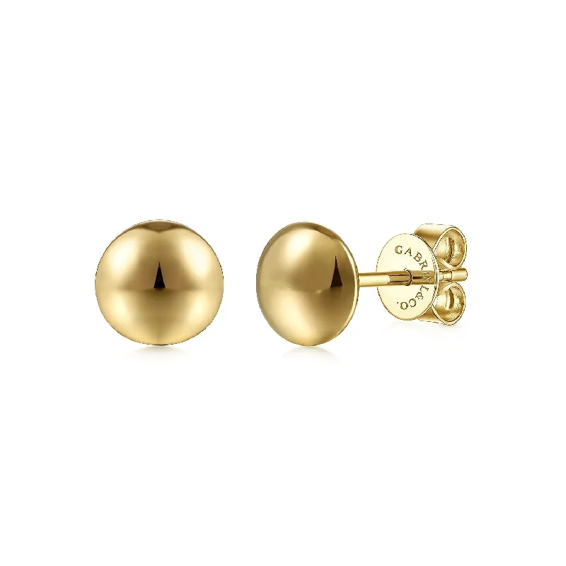 14K Yellow Button Earrings