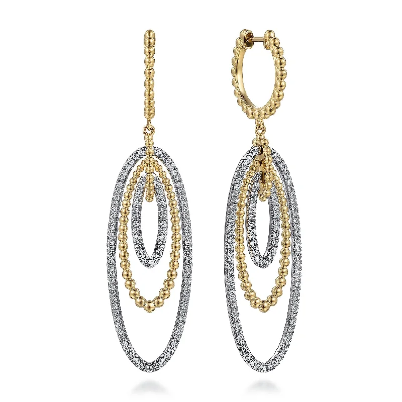 dainty rose gold chain bracelet 14K Yellow & White Natural Diamond Dangle Earrings
