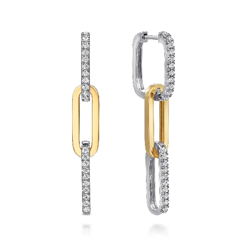 14K Yellow & White Natural Diamond Dangle Earrings