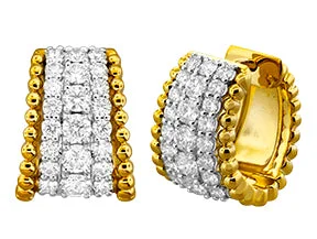 18K Yellow & White Natural Diamond Huggie Earrings