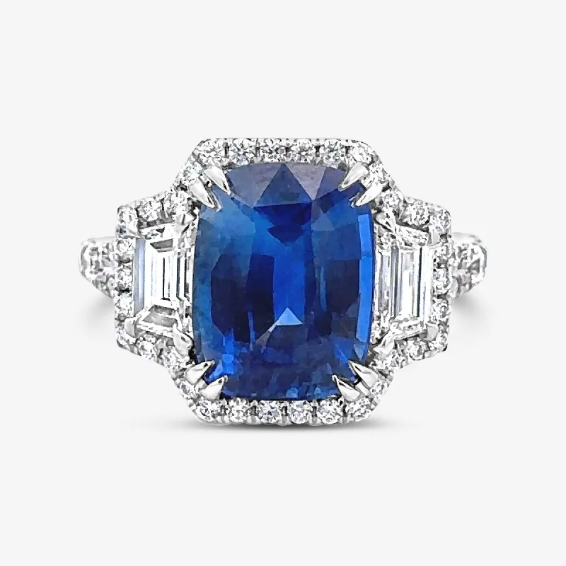 minimalist moonstone bracelet 5.52CT Blue Sapphire & Diamond Ring