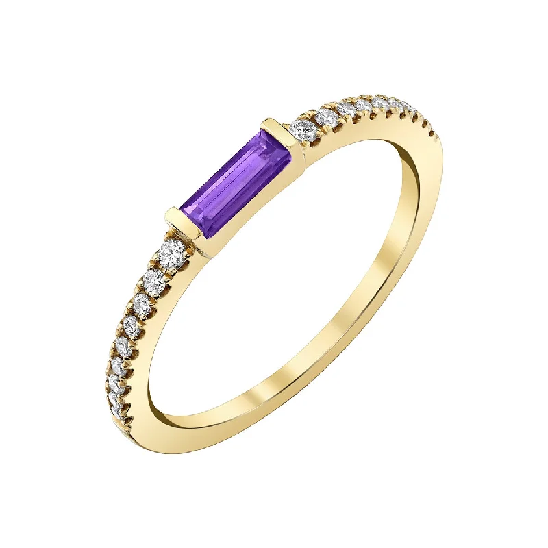 Amethyst 14K Yellow Gold Ring with Diamonds