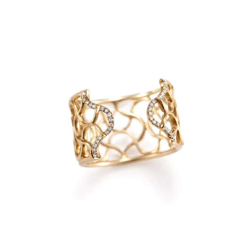 Artemisia Cuff Ring with White Diamond Pave'