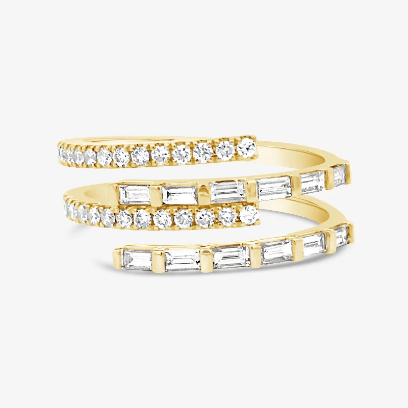 Baguette & Round Diamond Wrap Ring