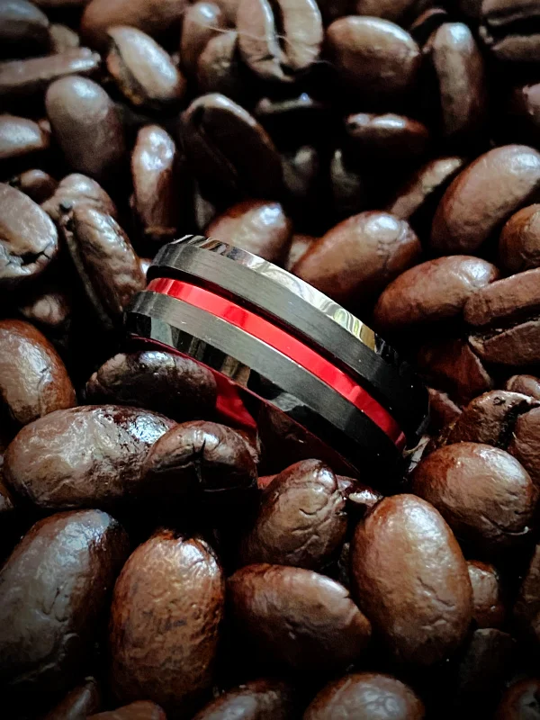 Black & Red Tungsten Band