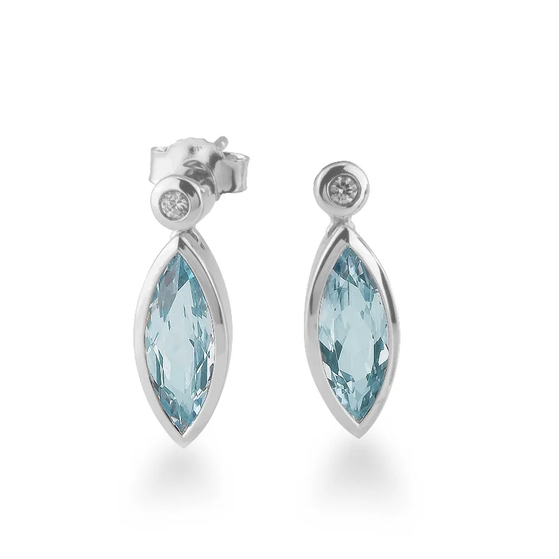 solid gold disc charm bracelet Blue and White Topaz Dangle Earrings, Sterling Silver
