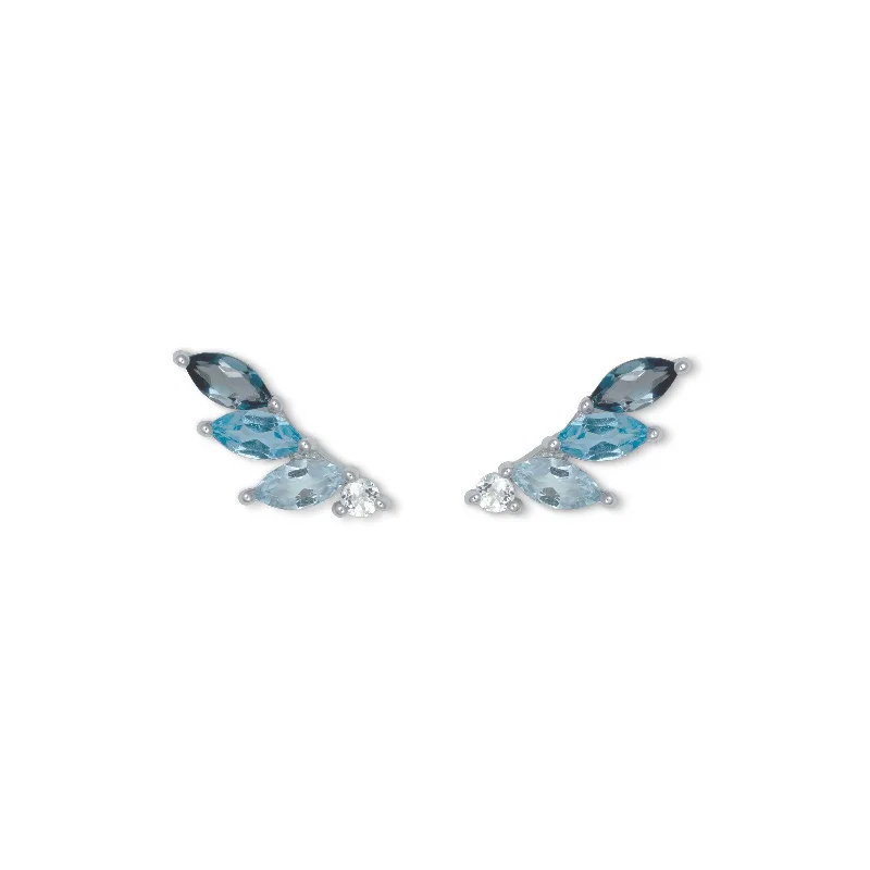 modern infinity signet ring Blue Topaz Marquise Shape Studs, Sterling Silver