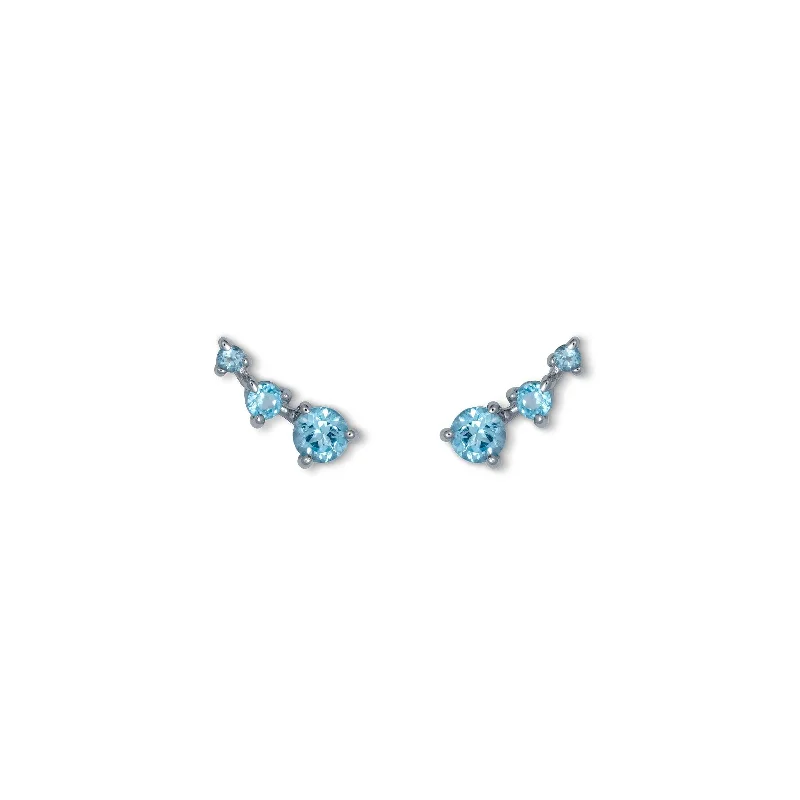 hammered silver wedding band Blue Topaz Petite Earrings, Sterling Silver