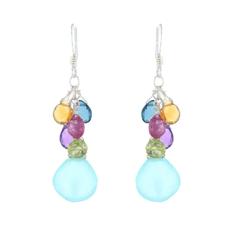 Briolette Chalcedony Multi-Color Earrings