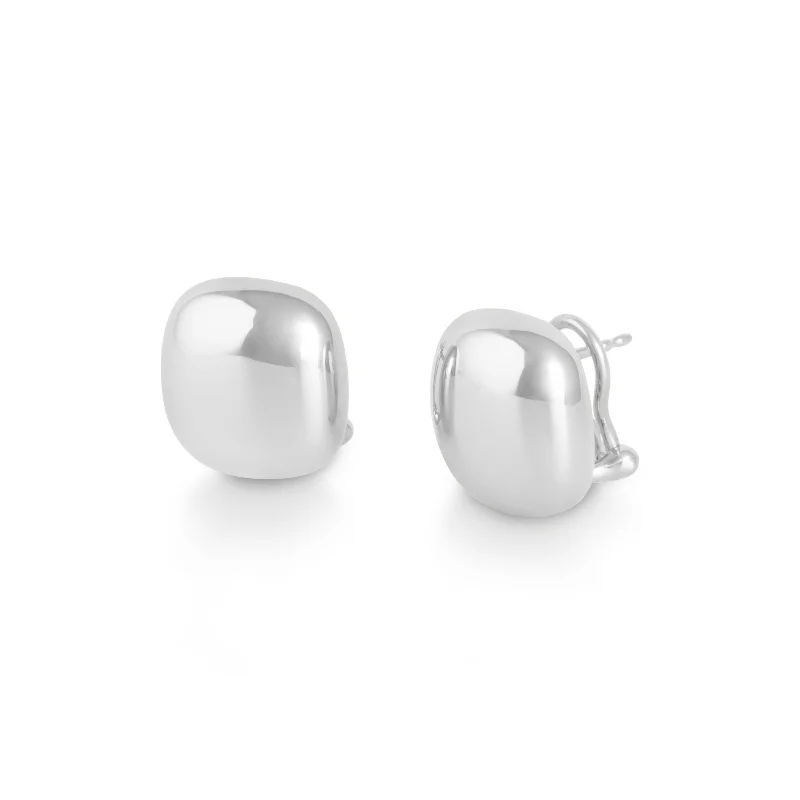 unique silver branch ring Button Earrings, Cushion Shape, Sterling Silver