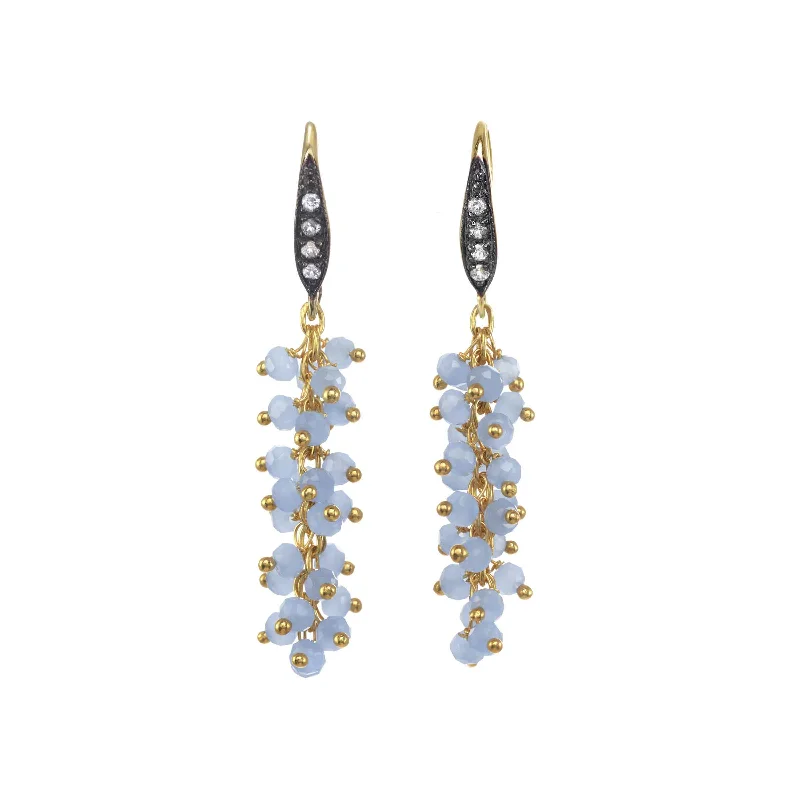 sterling silver arrow ring Cascading Chalcedony Dangle Earrings, Sterling Silver and 18K Gold sterling silver arrow ring Cascading Chalcedony Dangle Earrings, Sterling Silver and 18K Gold