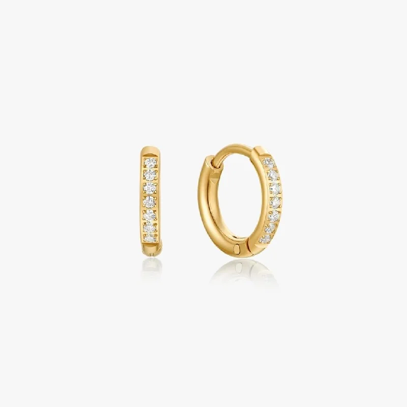 Crystal Huggie Gold Hoops