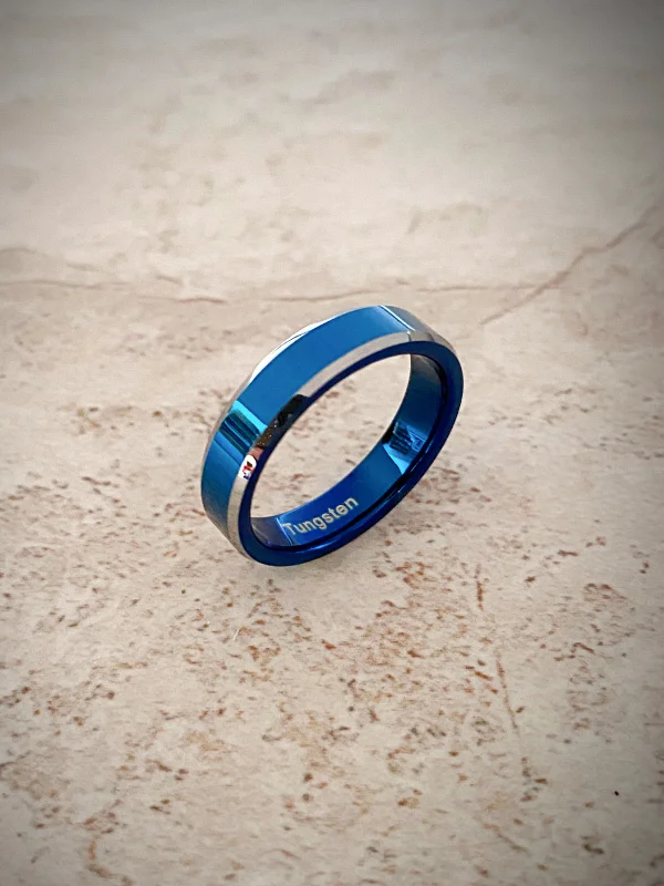 Metallic Blue Tungsten Band