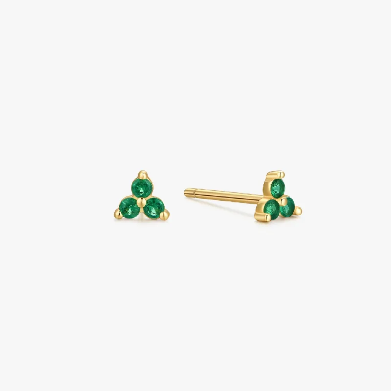 Green Twinkle Studs in Gold