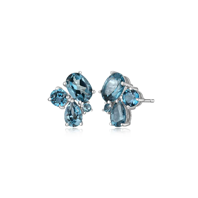 personalized pet photo necklace London Blue Topaz Cluster Earrings, Sterling Silver