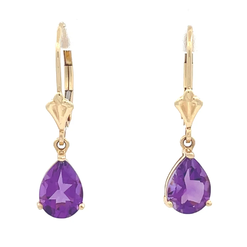 Pear Amethyst Leverback Earrings | Fox Fine Jewelry