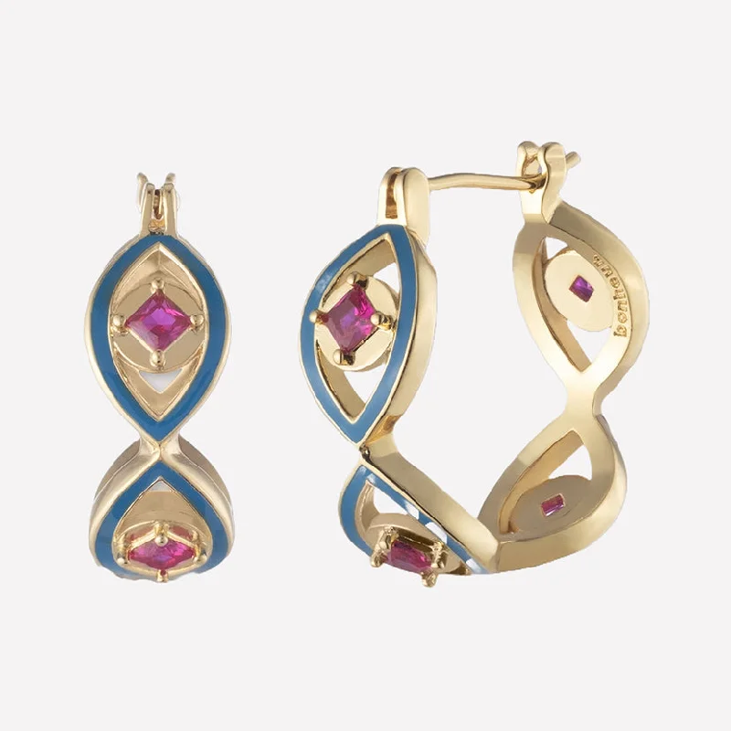 Shiva Enamel Hoop Earrings