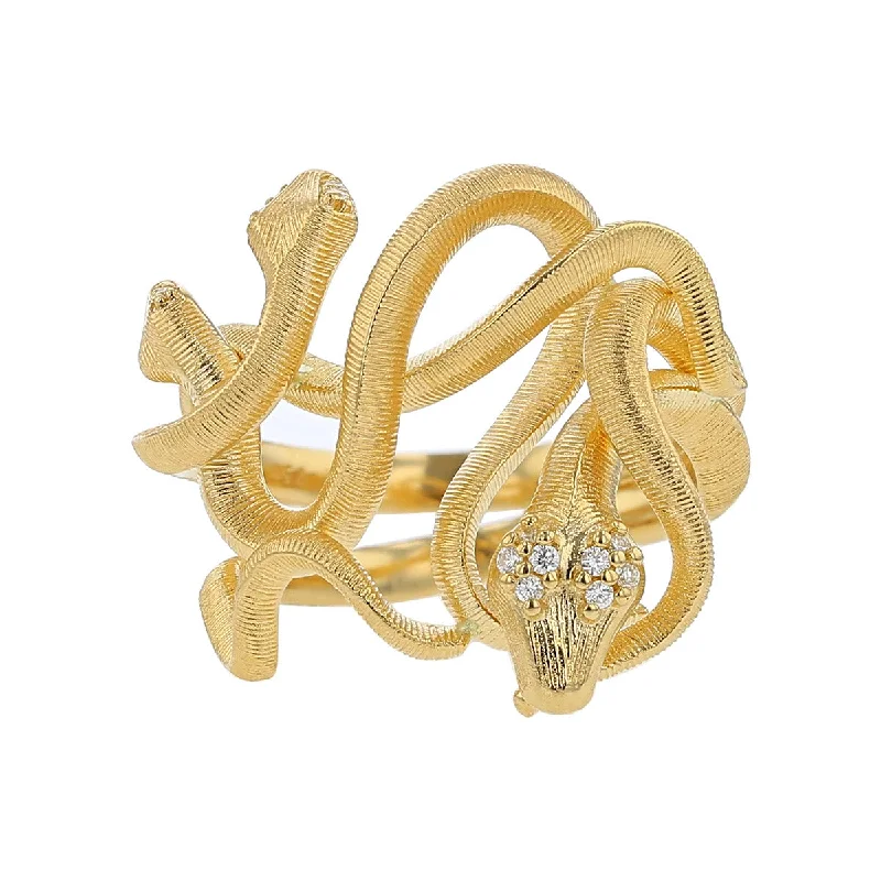 vintage-inspired gold locket Snakes Medusa Ring
