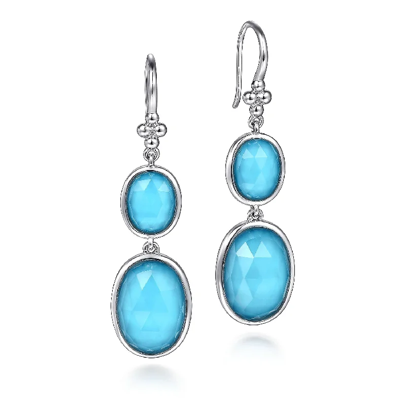 Sterling Silver Turquoise and Rock Crystal Earrings