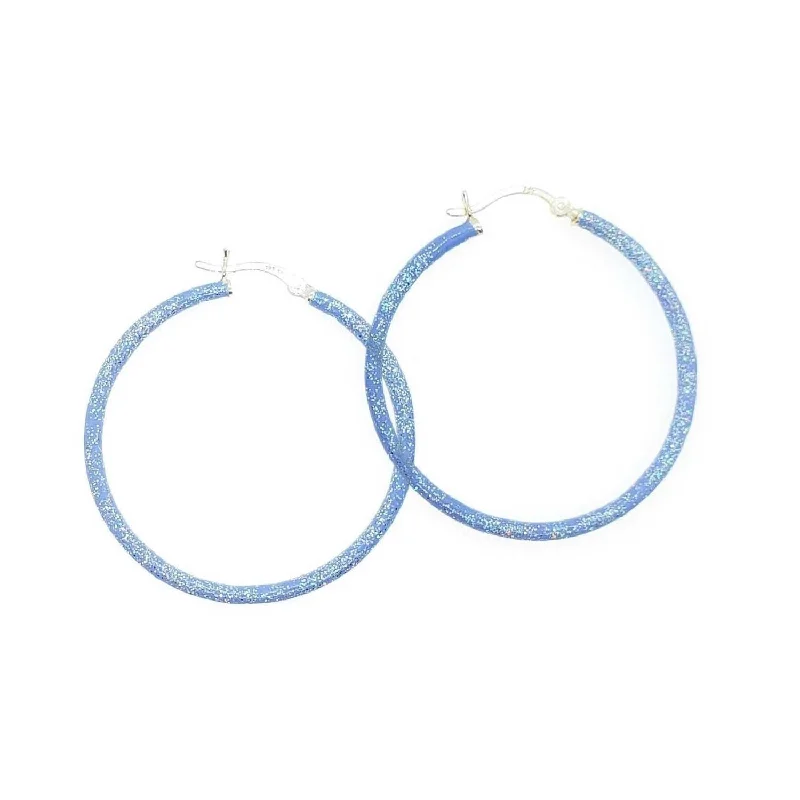 handcrafted braided silver bracelet "Tanzanite" Glitter Enamel Hoops, Sterling Silver