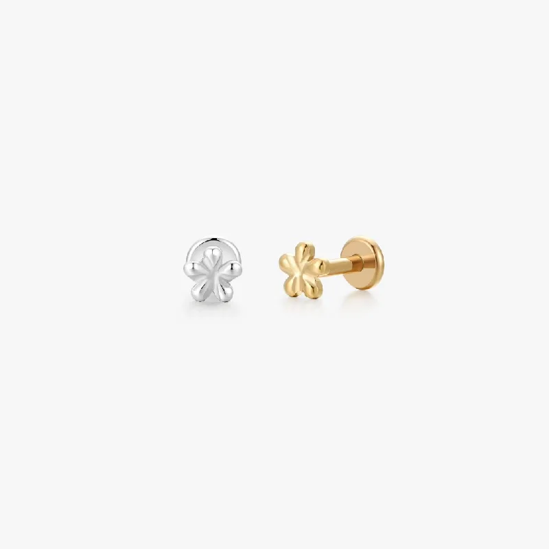 vintage-style diamond halo ring Titanium Mini Floral Flat Back Stud (Single)
