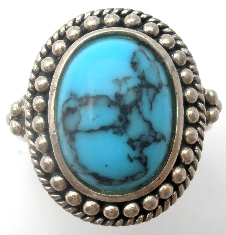 Turquoise Ring Sterling Silver Size 8.5