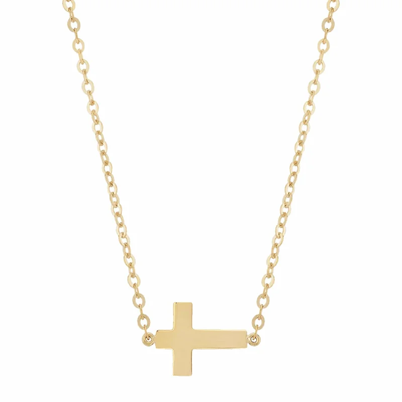 14k Small Sideways Cross Necklace