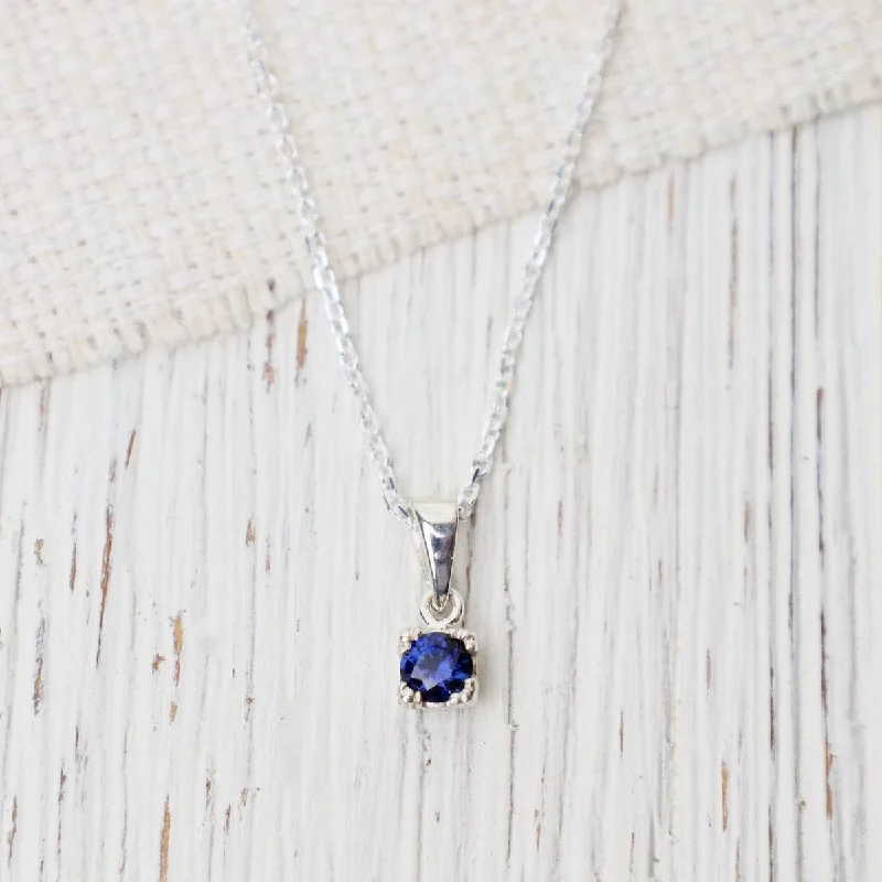 Mini Synthetic Sapphire Pendant Necklace