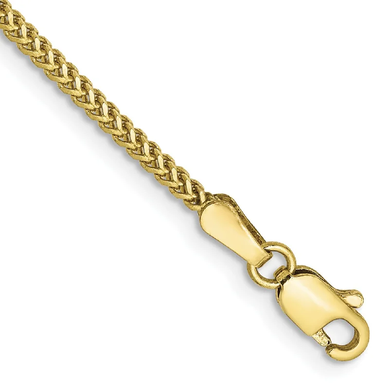 handmade braided leather necklace 10KT Yellow Gold 7-inch 1.3MM Franco Bracelet