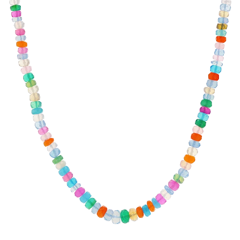 celestial sun and moon pendant Multicolor Ethiopian Opal Bead Necklace