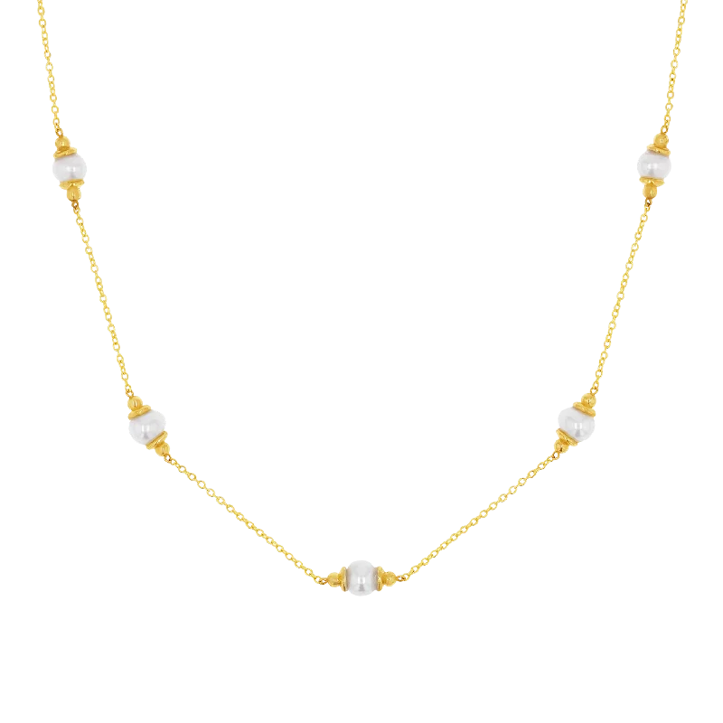sapphire and diamond eternity ring Pearl Station Necklace
