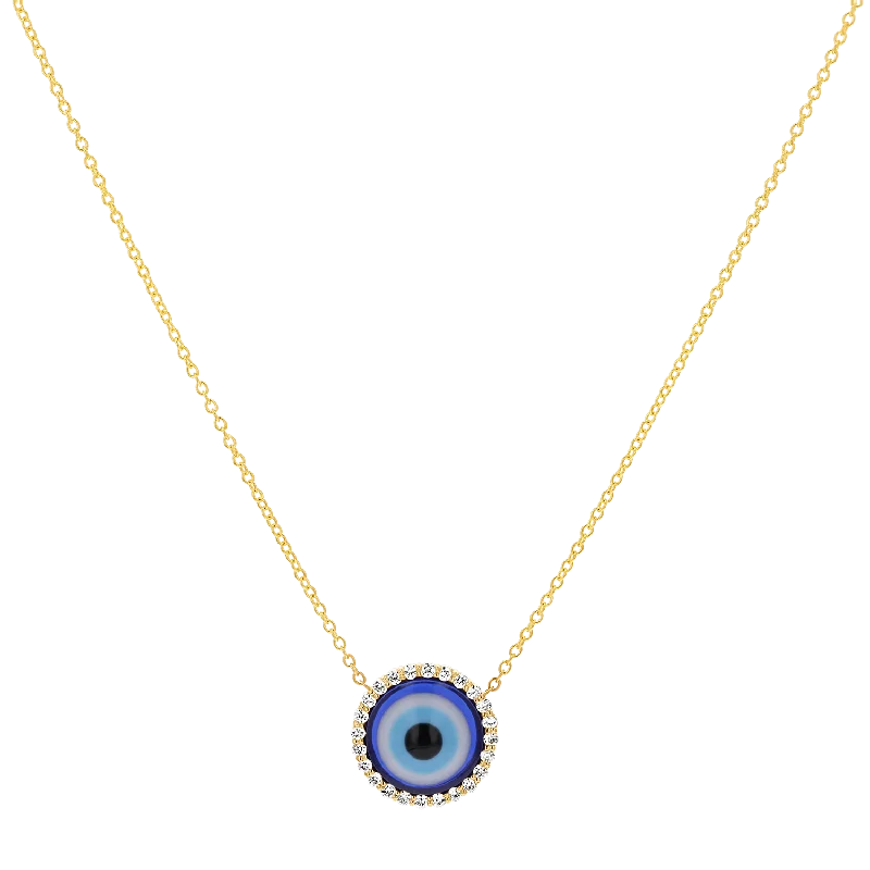 evil eye protection bracelet Round Diamond Evil Eye Necklace